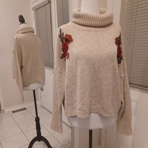 4/$40 Cream Knit Turtleneck Sweater - Size Medium